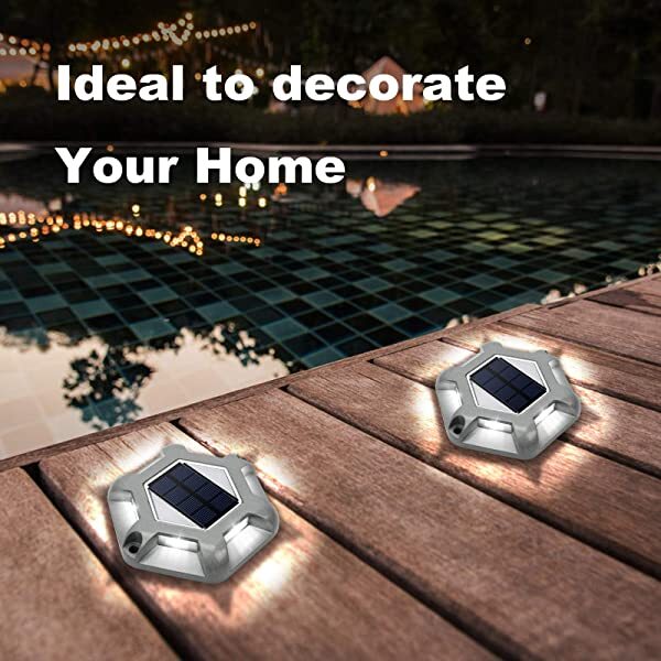AZIMOM Premium Solar Path Lights Solar-Powered Wireless Outdoor Pathway Lights 4-Pack Bright White for Dock Lighting/Path lighting/Road Marker