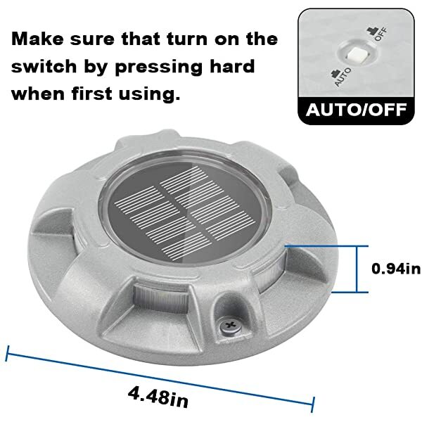 Size for AZIMOM Solar LED Pathway Lights Solar-Powered Wireless Outdoor Deck Lighting 8-Pack Warm White for Dock Lighting/Path lighting/Road Marker