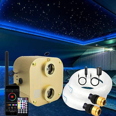 AZIMOM 2*10W Twinkle RGBW LED Ceiling Star Lights for Bedroom with Mixed PMMA Fiber Optic Cables
