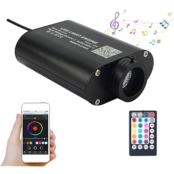 AZIMOM 16W RGBW LED Fiber Optic Light Source with Bluetooth APP/Remote Control