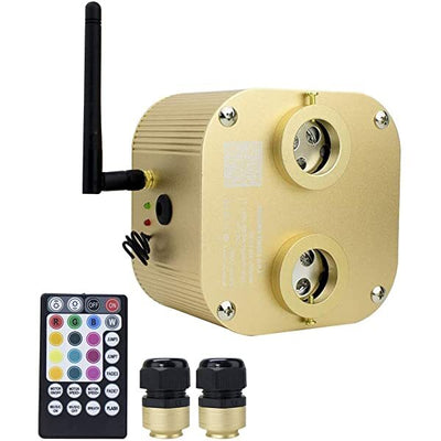 AZIMOM 2*10W Twinkle RGBW Fiber Optic Source with Bluetooth APP/Remote Control Sound Activated for Cars, Home Theater Ceiling Stars