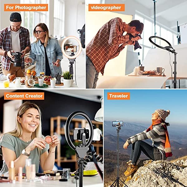 AZIMOM 30cm 12 Inch Ring Light with Stand & Phone Holder for Photography, Makeup, Vlog, Youtube, Video Shooting and Selfie