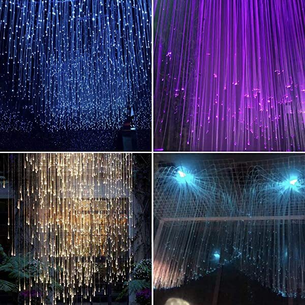 AZIMOM 16W RGBW LED Fiber Optic Lights for Sensory Rooms Bluetooth APP/Remote Control Music Mode with Sparkle Fiber Optic Bundle Appication