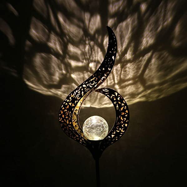 AZIMOM Solar Moon Crackle Garden Decor Light Solar Light Moon for Garden Lawn