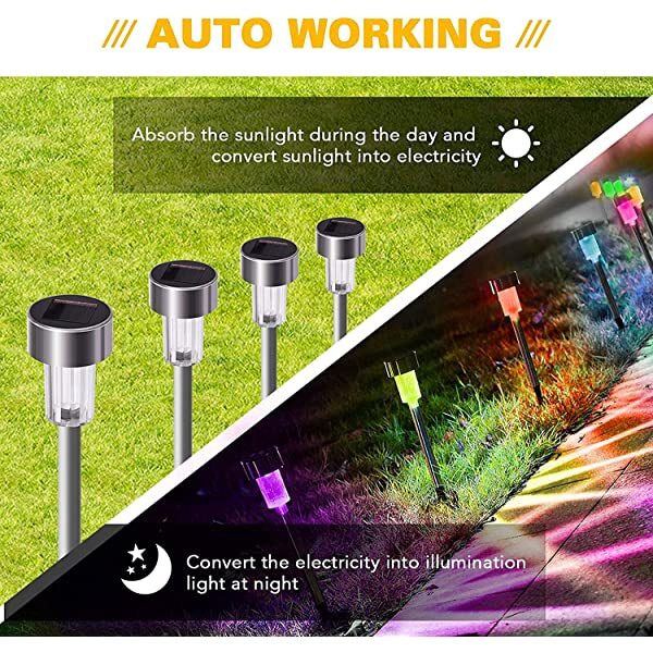 12 Pack Solar Pathway lights Waterproof Colored Solar Pathway Lights (Red/Green/Blue/Orange/Pink/Ice Blue/Purple) for Garden, Patio, Lawn, Yard