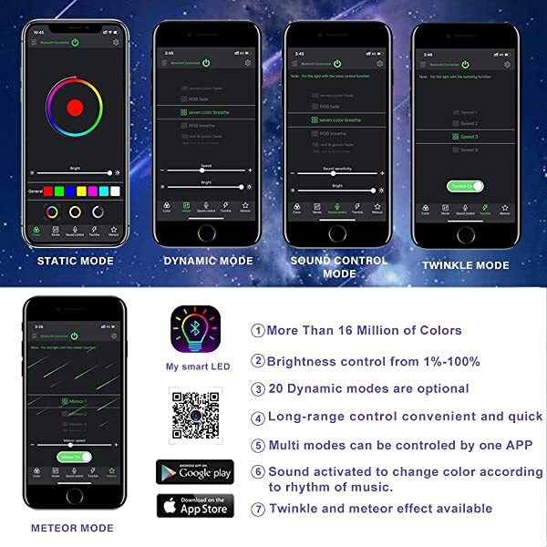 Bluetooth APP Control for SANLI LED 16W RGBW Car Roof Star Lights