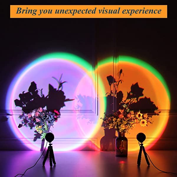 SANLI LED Sunset Light Lamp with Flexible Tripod Stand 16 Colors 360 Degree Spin for Photography/