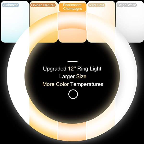 Multi Color Temperatures for AZIMOM 30cm 12 Inch Ring Light with Stand & Phone Holder