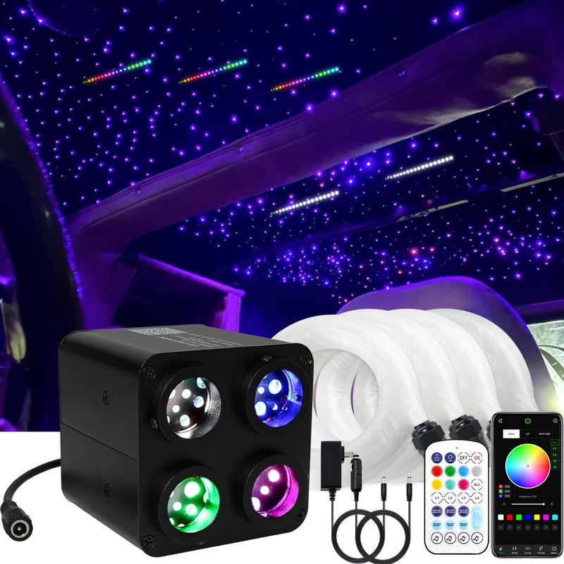 4 Colors 32W Twinkle & Meteor 2-in-1 Fiber Optic Lighting Kit for Car Truck & Home Theater (Starry Sky+ RGB Shooting Stars) | Azimom.shop