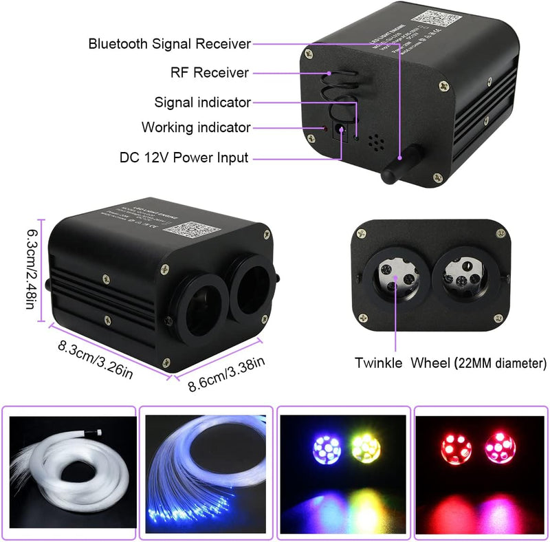Dual Color 20W LED Fiber Optic Light Box for Starlight Headliner Kit with RGBW Twinkle & Bluetooth App