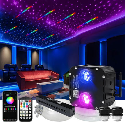 High Power Dual Color 50W Twinkle Fiber Optic Star Ceiling Kit with RGB Meteor Shooting Stars for Car & Home Theaters | Azimom.shop