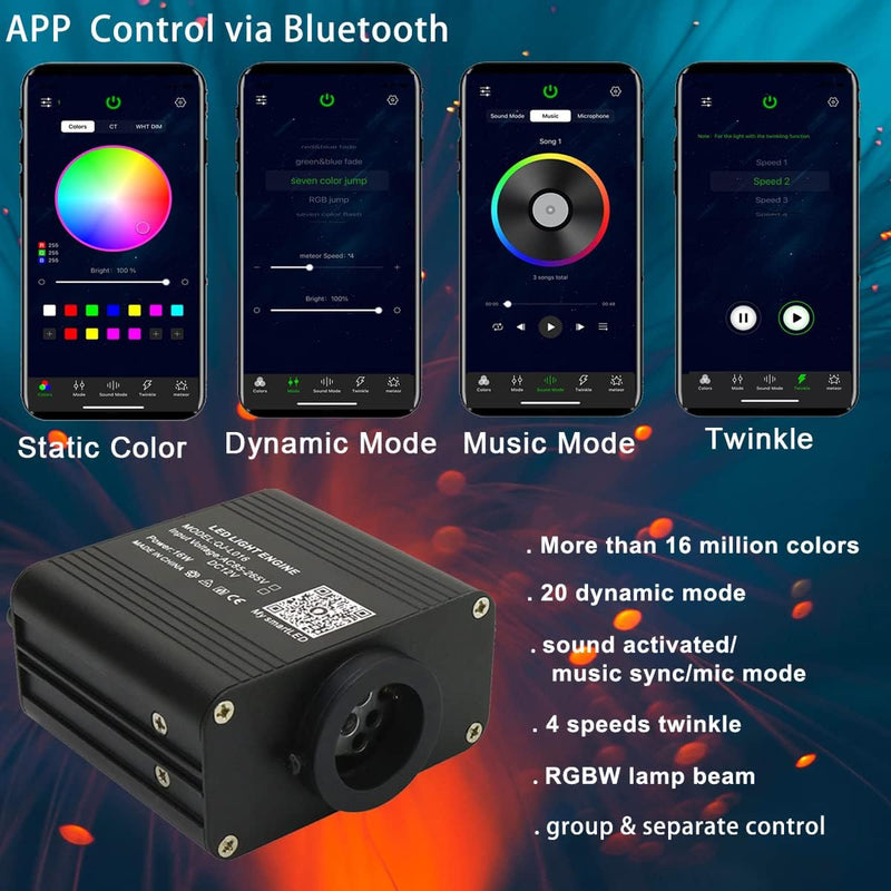 Bluetooth App for SANLI LED 16W RGBW Twinkle LED Fiber Optic Lights | Azimom.shop