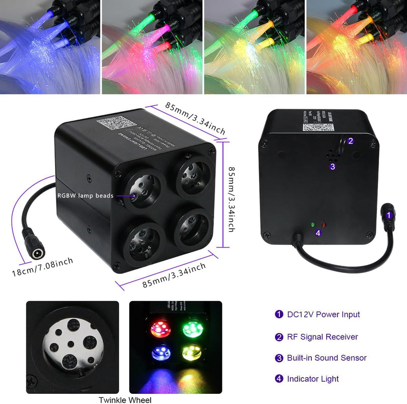Dimension for  SANLI LED 4 Colors 36W Twinkle RGBW Fiber Optic Starlight  | Azimom.shop