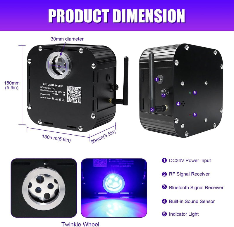 LED Light Box for for SANLI LED High Brightness 50W RGBW Twinkle Fiber Optic Light Kit 