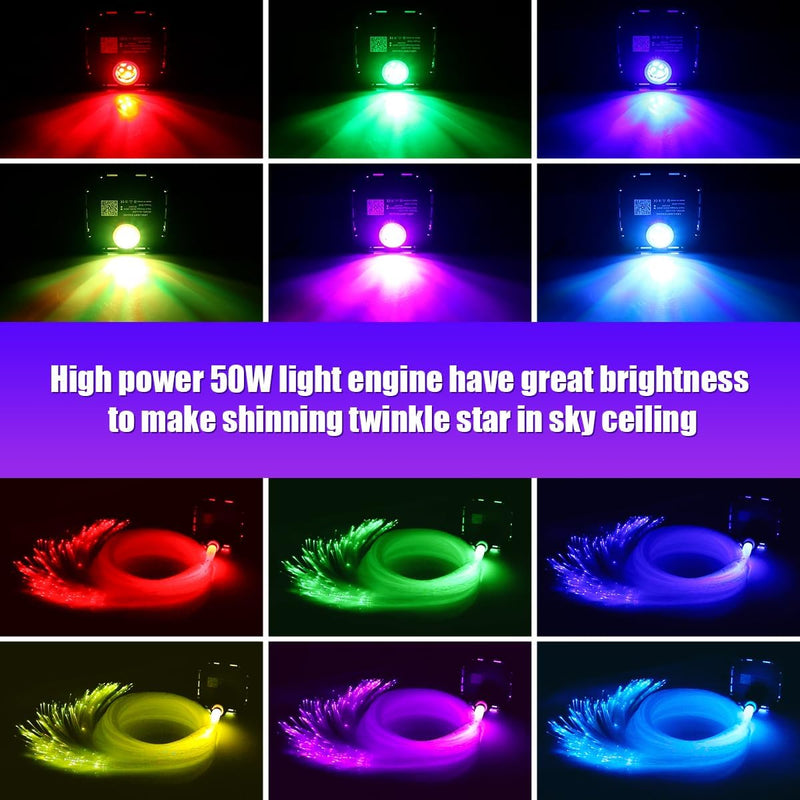 Multi Colors for SANLI LED High Brightness 50W RGBW Twinkle Fiber Optic Light Kit with RGB Shooting Stars 