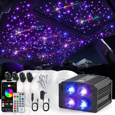 SANLI LED 4 Colors 32W Twinkle & Meteor 2-in-1 Fiber Optic Lighting Kit for Car Truck & Home Theater (Starry Sky+ Shooting Stars)