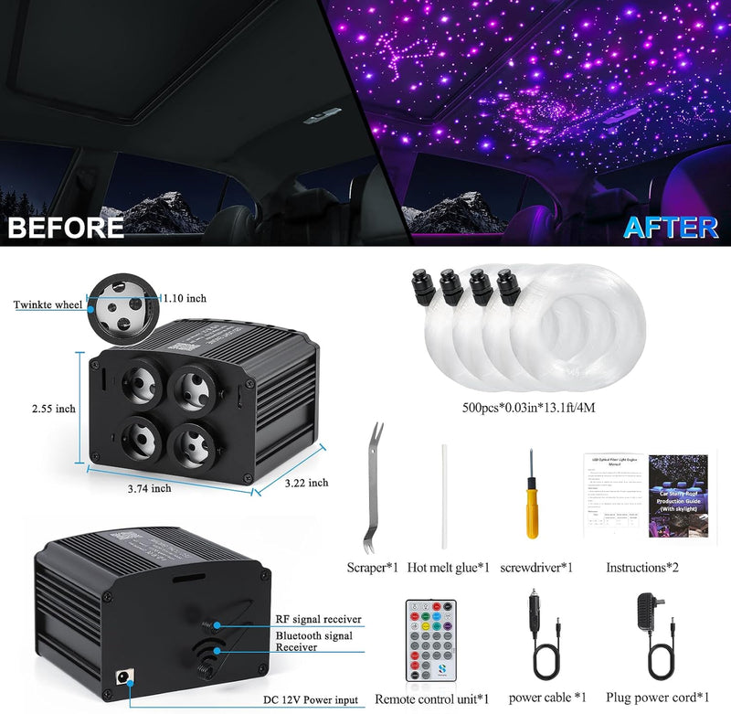 SANLI LED 4 Colors 32W Twinkle RGBW Fiber Optic Starlight Kit