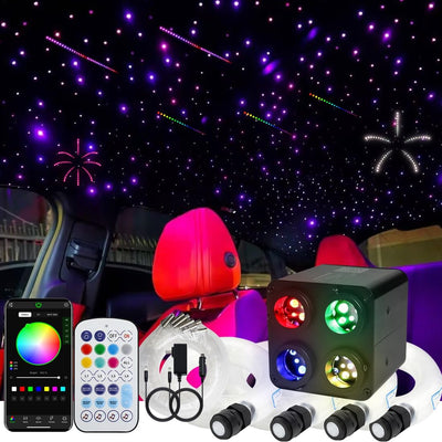 SANLI LED 4 Colors 36W Twinkle & Meteor 2-in-1 Fiber Optic Lighting Kit for Car Truck & Home Theater (Starry Sky+ RGB Shooting Stars) | Azimom.shop