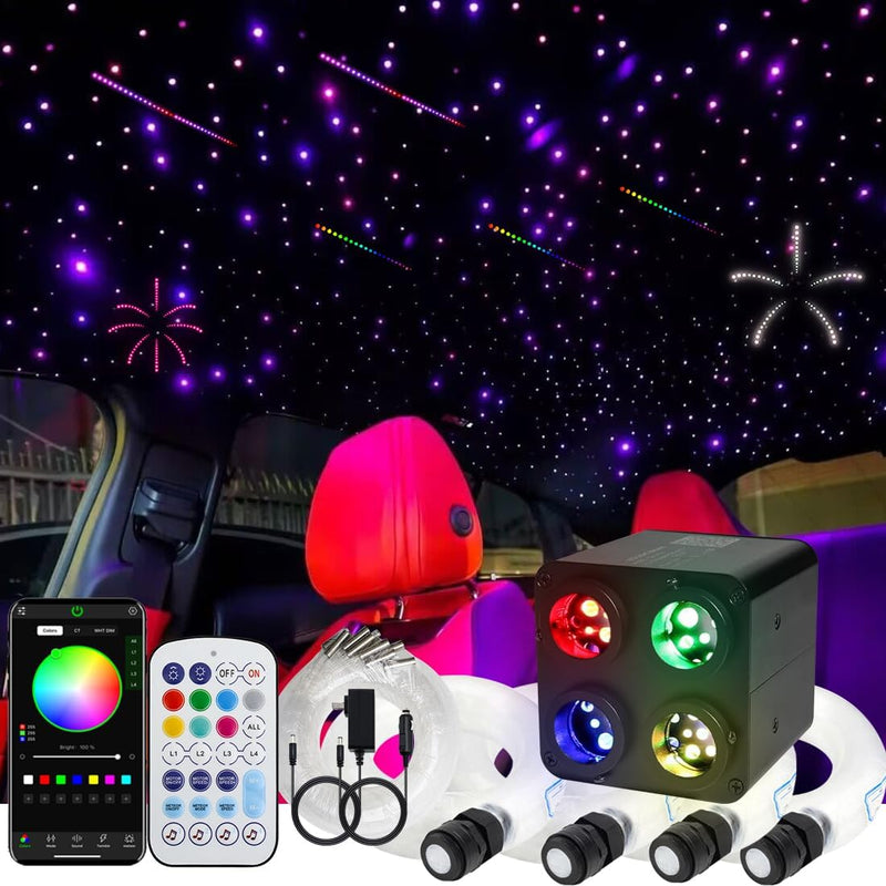 SANLI LED 4 Colors 36W Twinkle & Meteor 2-in-1 Fiber Optic Lighting Kit for Car Truck & Home Theater (Starry Sky+ RGB Shooting Stars) | Azimom.shop