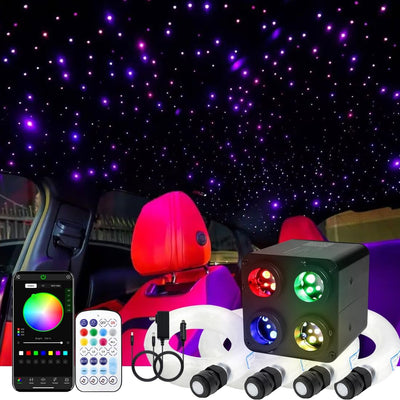 SANLI LED 4 Colors 36W Twinkle RGBW Fiber Optic Starlight for Car Truck & Home Theater with Bluetooth App & Music Control | Azimom.shop