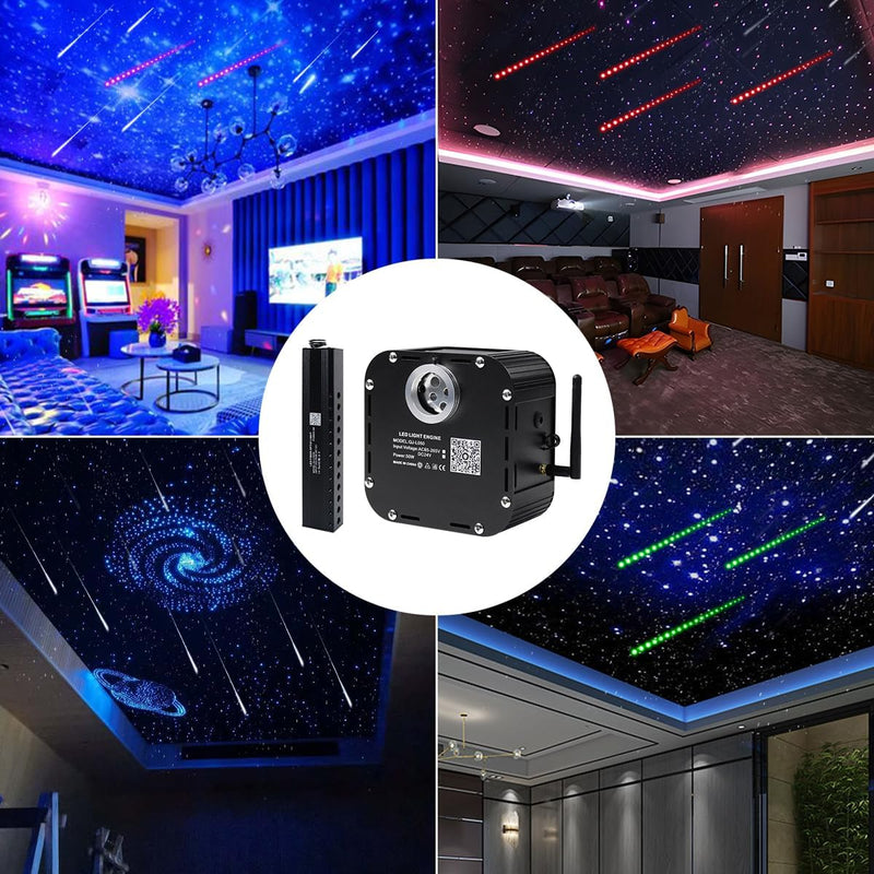 SANLI LED High Brightness 50W RGBW Twinkle Fiber Optic Light Kit with RGB Shooting Stars for Roof Ceilings and Car Truck