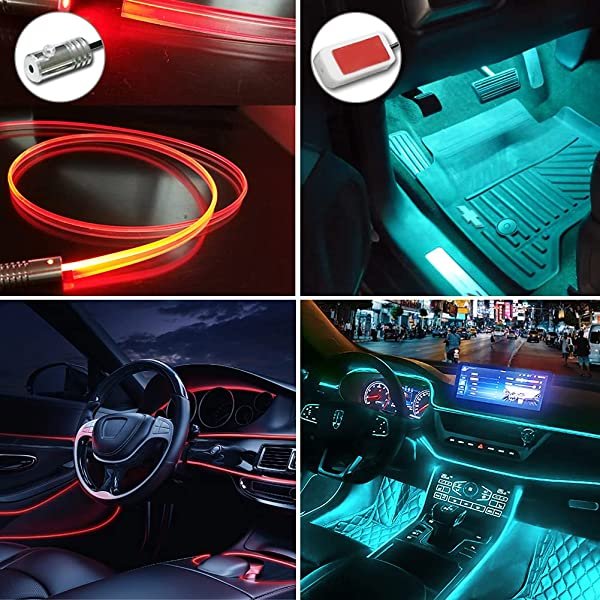 SANLI LED RGB Ambient Light Fiber Optic 9 in 1 with 4 Pcs Car Footwell Lights for Car SUV Truck&