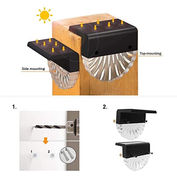 Installation for AZIMOM Solar Stair Lights Outdoor LED Step Lights 8-Pack Warm White & Color Glow for Home Yard, Garden