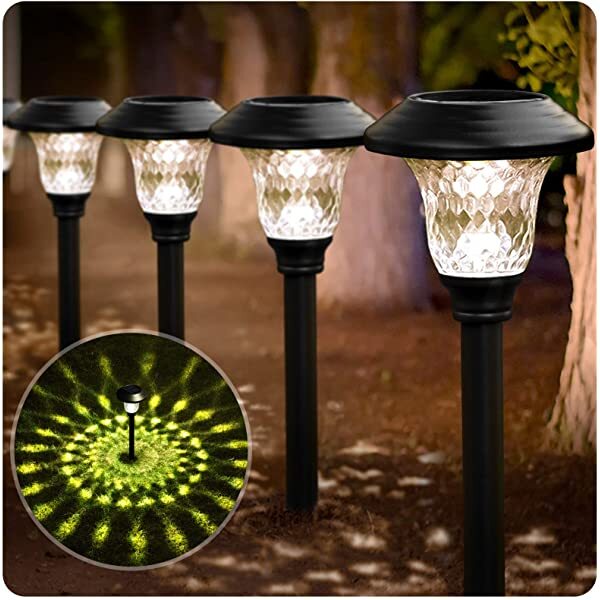 AZIMOM Black Landscape Pathway Lighting Outdoor Solar Landscape Path Lights for Yard Patio Walkway with Spike Bronze 4-Pack
