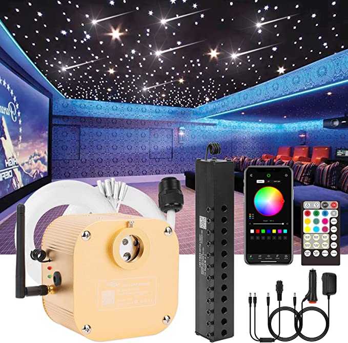 SANLI LED 16W Twinkle RGBW Fiber Optic Ceiling Lights with Meteor Kit for Bedrooms & Theaters