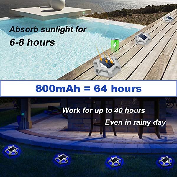 AZIMOM Waterproof Outdoor Solar Deck Lights High Quality Solar Path Lights 4-Pack Blue for Dock Lighting/Path lighting/Road Marker