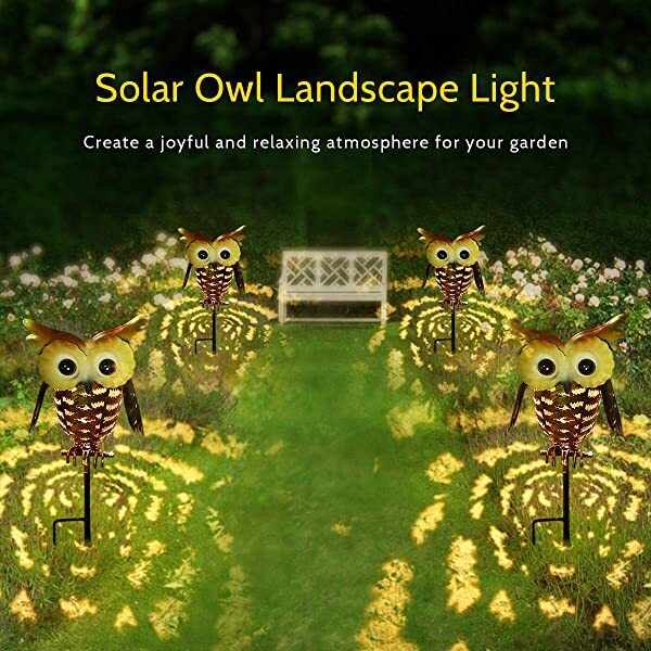 AZIMOM Owl Solar Garden Light Solar Owls for Garden Outdoor Owl Lighting for Yard Patio Lawn