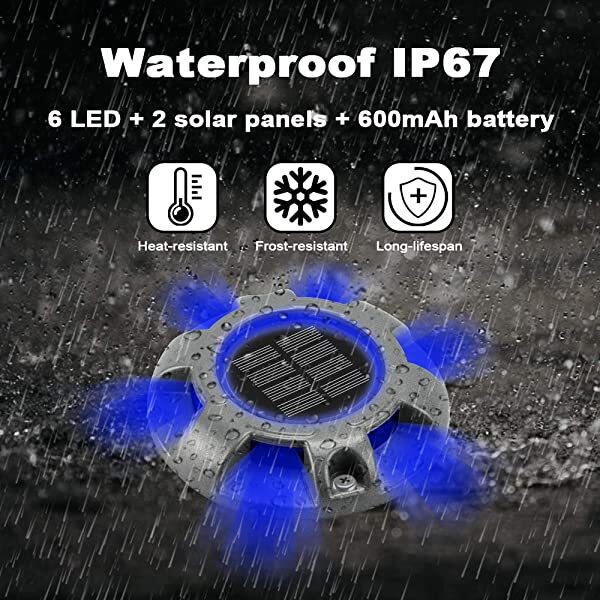 AZIMOM Waterproof Solar LED Dock Light Waterproof Solar Powered Decking Lights 8-Pack RGBY for Dock Lighting/Path lighting/Road Marker