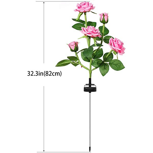 Dimensions for AZIMOM Pink 2-Pack Solar Rose Lights Solar Powered Roses Solar Rose Flower Garden Lights 