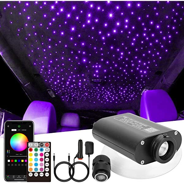 CHINLY Starlight Headliner Kit For Car - 550 Fiber Stars, RGBW + APP Control, Twinkle & Music Mode