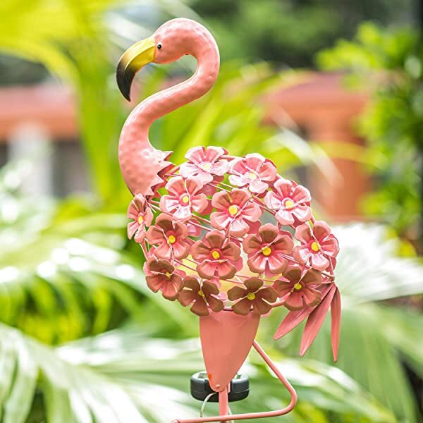 AZIMOM Solar Flamingo Lights Pink Flamingo Solar Garden Stake Lights for Lawn, Patio or Garden