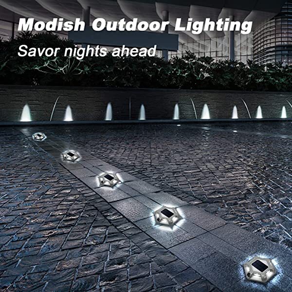 AZIMOM Premium Solar Path Lights Solar-Powered Wireless Outdoor Pathway Lights 4-Pack Bright White for Dock Lighting/Path lighting/Road Marker