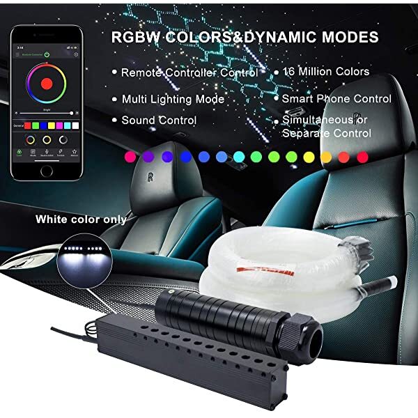 App for AZIMOM 6W RGB Bluetooth Starlight Headliner Kit with Shooting Star Various LED Light Source with End Glow Fiber Optic