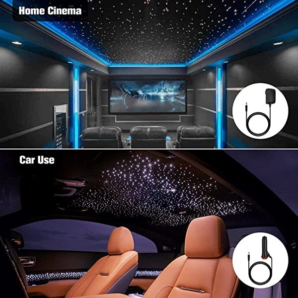 SANLI LED 6W RGB LED Fiber Optic Light Kit with Bluetooth APP/Remote Control, Music Mode Fiber Optic Light Kit for Car, Home Theater Ceilings