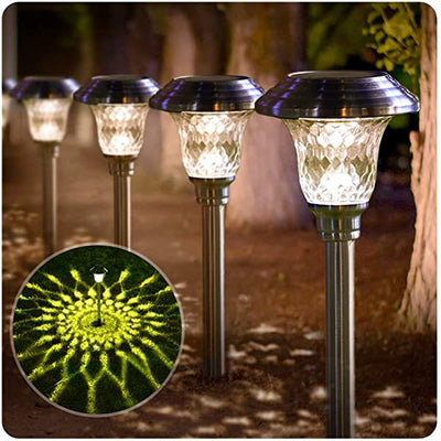 AZIMOM Silver Landscape Pathway Lighting Outdoor Solar Landscape Path Lights for Yard Patio Walkway with Spike Bronze