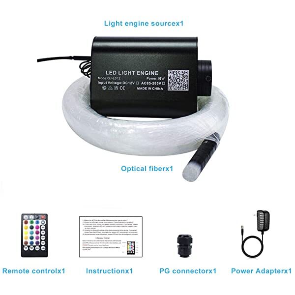 AZIMOM 16W RGBW LED Fiber Optic Lights for Sensory Rooms Bluetooth APP/Remote Control Music Mode with Sparkle Fiber Optic Cables