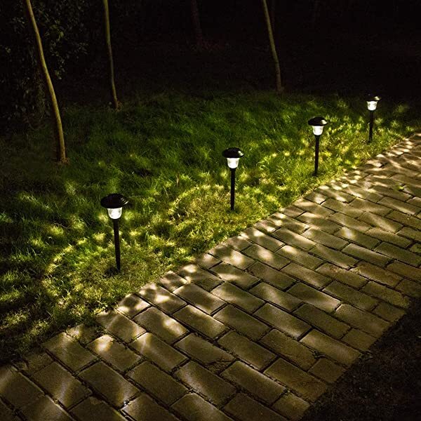 AZIMOM Landscape Pathway Lighting Outdoor Solar Landscape Path Lights for Yard Patio Walkway with Spike Bronze 4-Pack