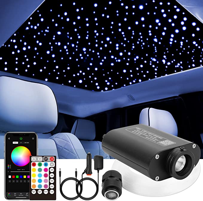 SANLI LED 16W RGBW Starry Headliner Kit, Bluetooth Starry Headliner Kit with PMMA Fiber Optic Cables