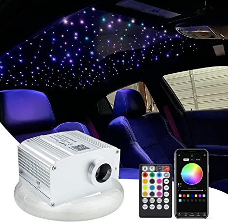 SANLI LED 10W Twinkle RGBW LED Car Roof Star Lights Bluetooth APP/Remote Control Music Mode with 300Pcs Fiber Optic Cables