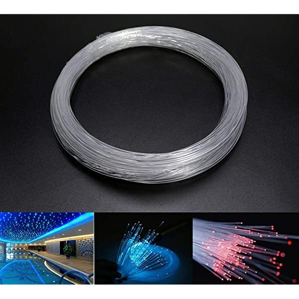 AZIMOM End Glow Fiber Optic Cable 50m(164ft)/Roll for Star Ceiling Car & Fiber Optic Ceiling Lights 1pcs*0.06in/1.5mm*164ft/50m