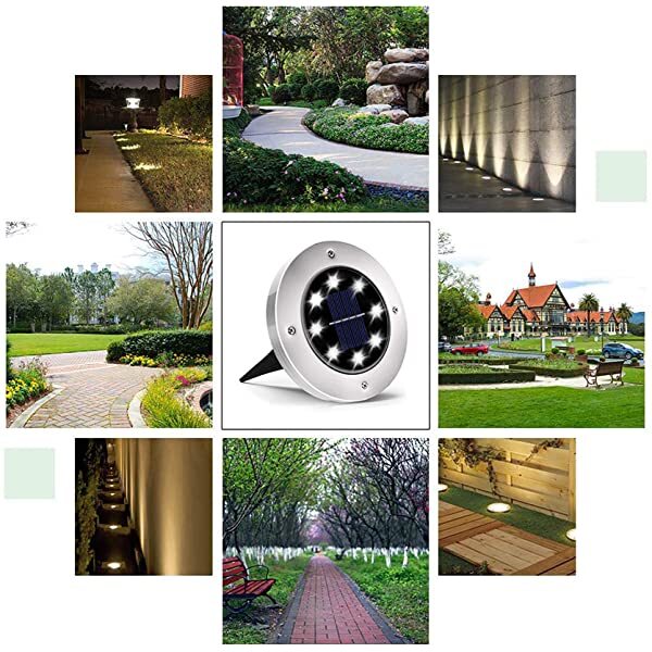 AZIMOM Solar Disk Lights Outdoor Waterproof Inground Solar Disk Lights Cool White for Yard, Deck, Lawn, Patio, Pathway