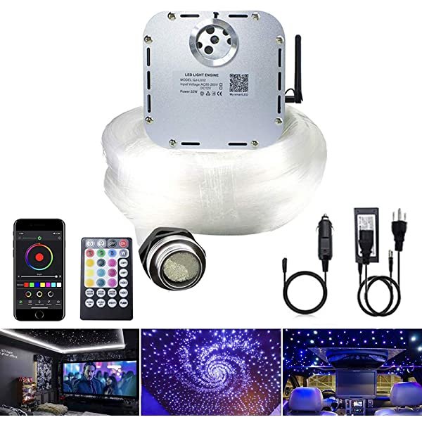 SANLI LED 32W Twinkle Fiber Optic Starlight Ceiling with Wireless Remote Controller, RGBW Starlight Ceiling Kit Package