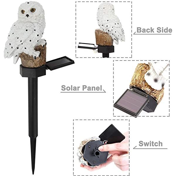 Details for AZIMOM Solar Owl Lights Solar Powered Owl Light Solar Owl Garden Stake for Pathway Lawn, Patio or Courtyard