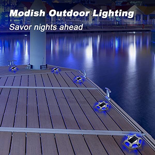 AZIMOM Waterproof Outdoor Solar Deck Lights High Quality Solar Path Lights 4-Pack Blue for Dock Lighting/Path lighting/Road Marker
