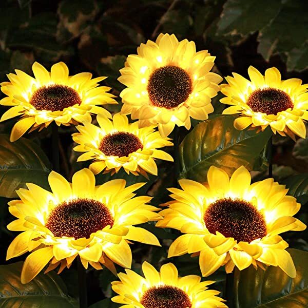 AZIMOM Solar Sunflower Light Solar Powered Sunflower Garden Light for Patio, Porch, Backyard