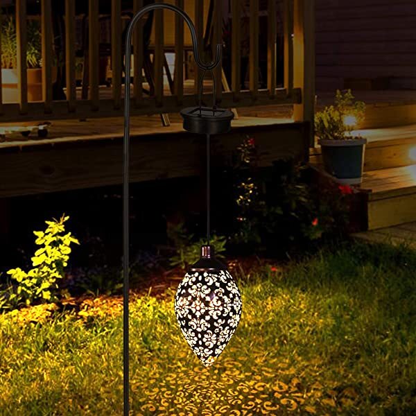 AZIMOM Outdoor Solar Lanterns Hanging Solar Powered Outdoor Decorative Lanterns for Yard Tree Fence Patio 